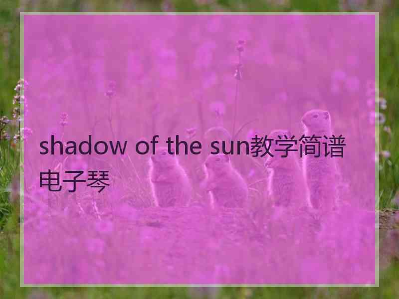 shadow of the sun教学简谱电子琴