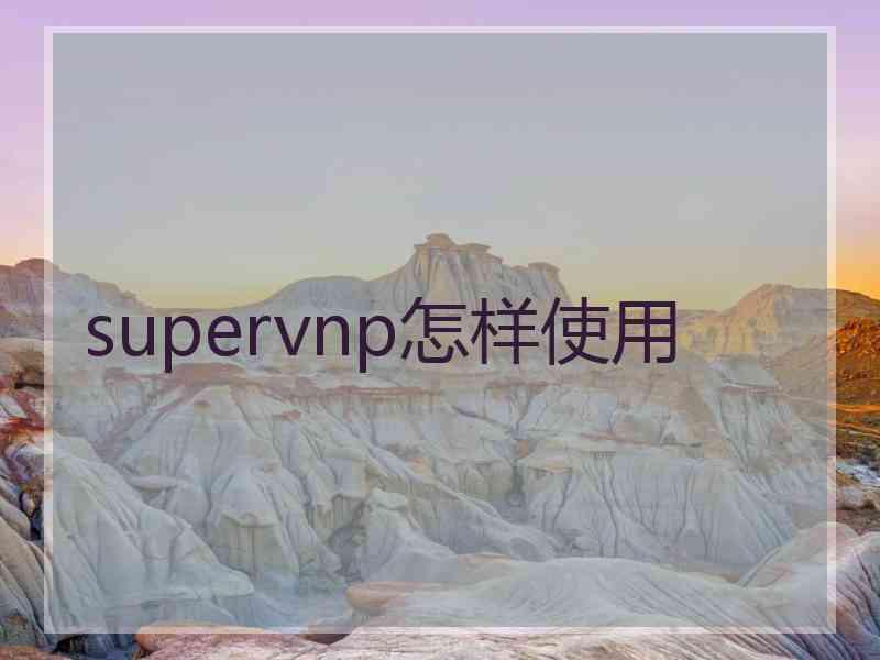 supervnp怎样使用