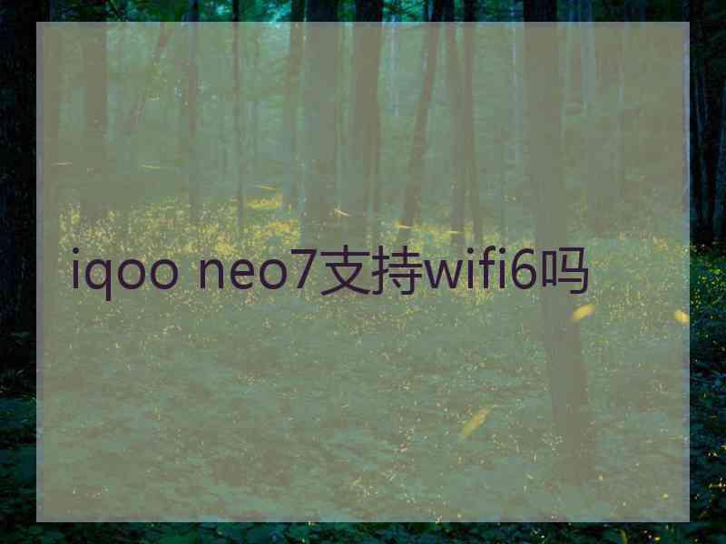 iqoo neo7支持wifi6吗