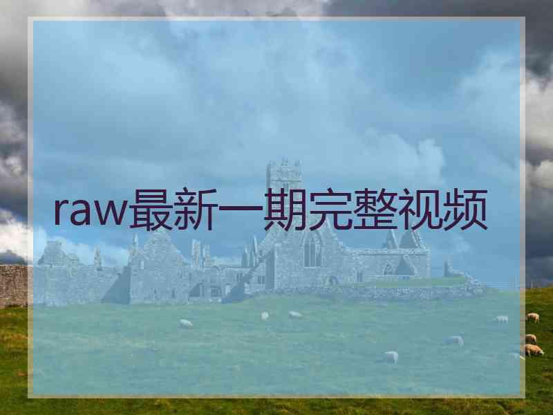 raw最新一期完整视频