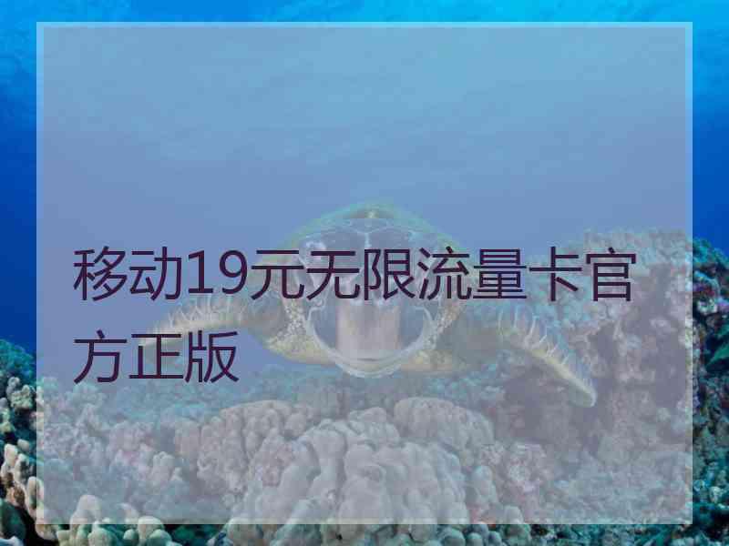 移动19元无限流量卡官方正版